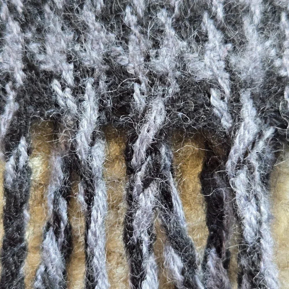 Black and Grey Cashmere Houndstooth Scarf Black Grey